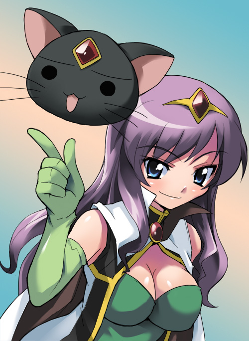 00s, 1girl, :3, blush, breasts, broccoli_(company), cape, circlet