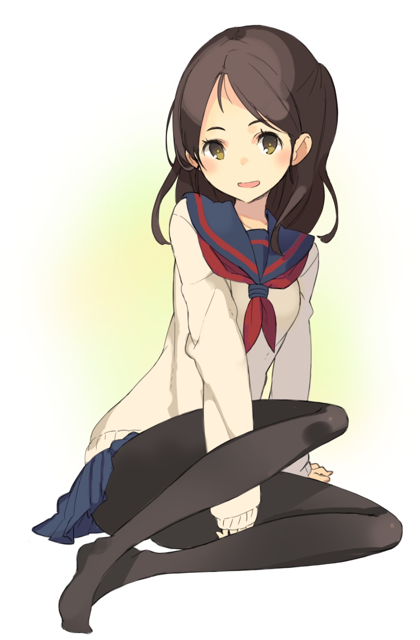 brown_hair, character_request, chourui, gradient_background, highres, mk_(masatusaboten), pantyhose, school_uniform