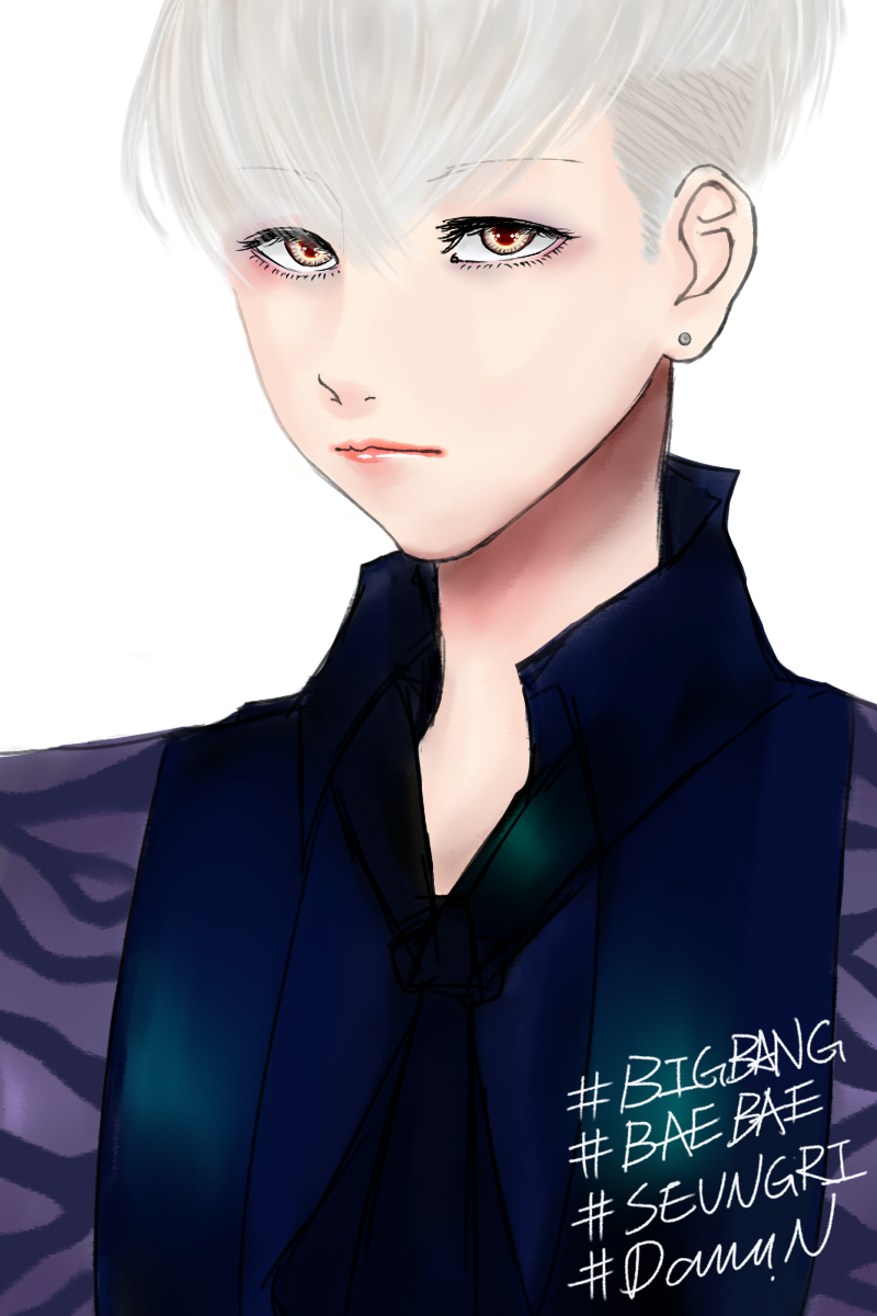 1boy, bigbang, blonde_hair, character_name, earrings, highres, jewelry, male_focus