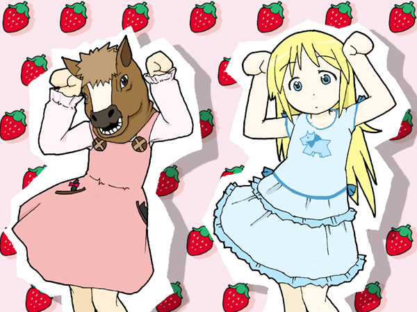 2girls, ana_coppola, blonde_hair, blue_dress, blue_eyes, caramelldansen, child, contrapposto