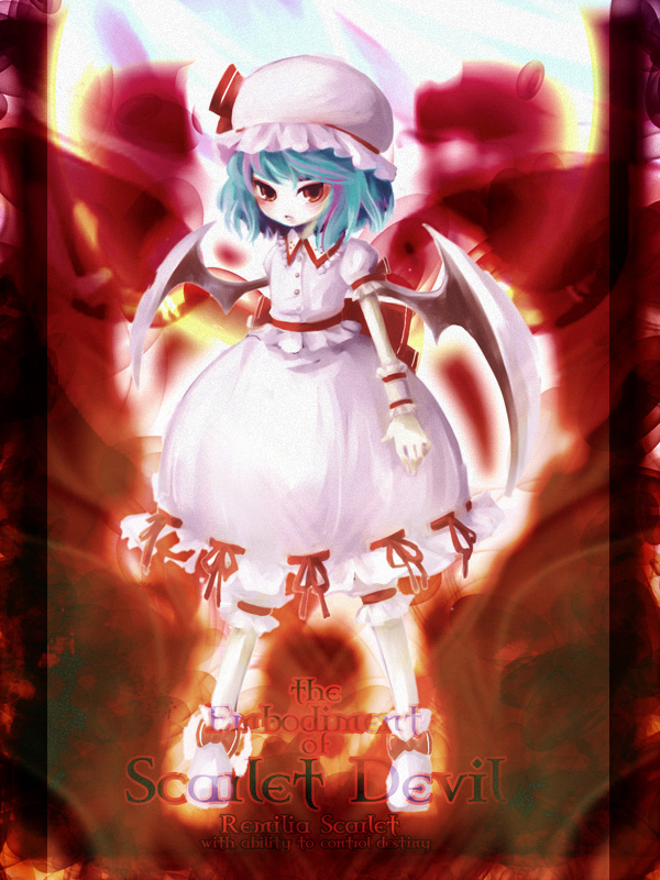 1girl, bad_id, bad_pixiv_id, bat_wings, blue_hair, female_focus, hat, icedango_(dpopic3)