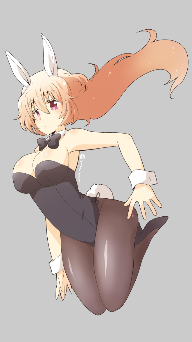 1girl, animal_ears, bad_id, bad_pixiv_id, blonde_hair, bow, bowtie, breasts