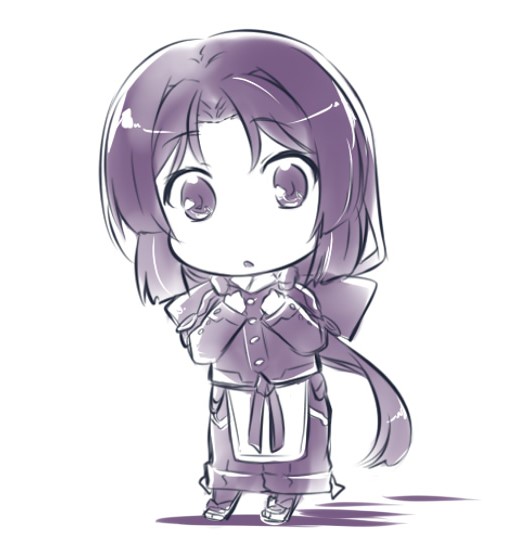 1boy, azuma_(horizon), chibi, chris1026, kyoukaisenjou_no_horizon, male_focus, monochrome, ponytail