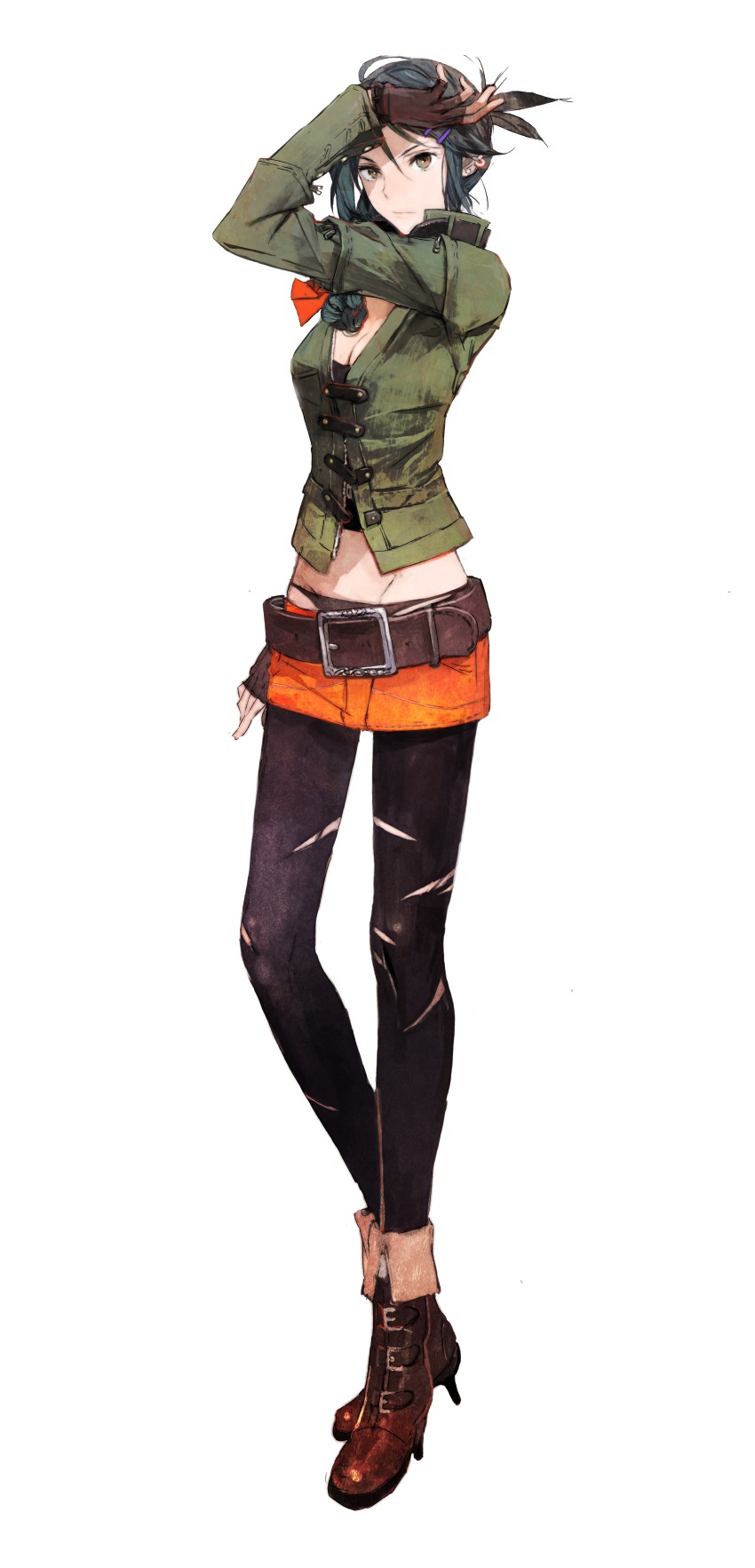 1girl, absurdres, atlus, belt, boots, earrings, genei_ibunroku_#fe, gloves