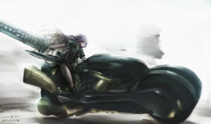 1girl, beads, blonde_hair, breasts, cloud_strife, cross-laced_clothes, cross-laced_footwear, dated