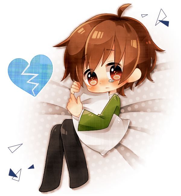 1boy, bad_id, bad_pixiv_id, blush, broken_heart, brown_hair, heart, looking_at_viewer