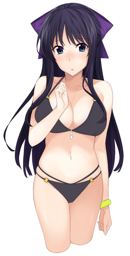 10s, 1girl, :o, bare_shoulders, bikini, billion_(billion0103), black_bikini, black_hair