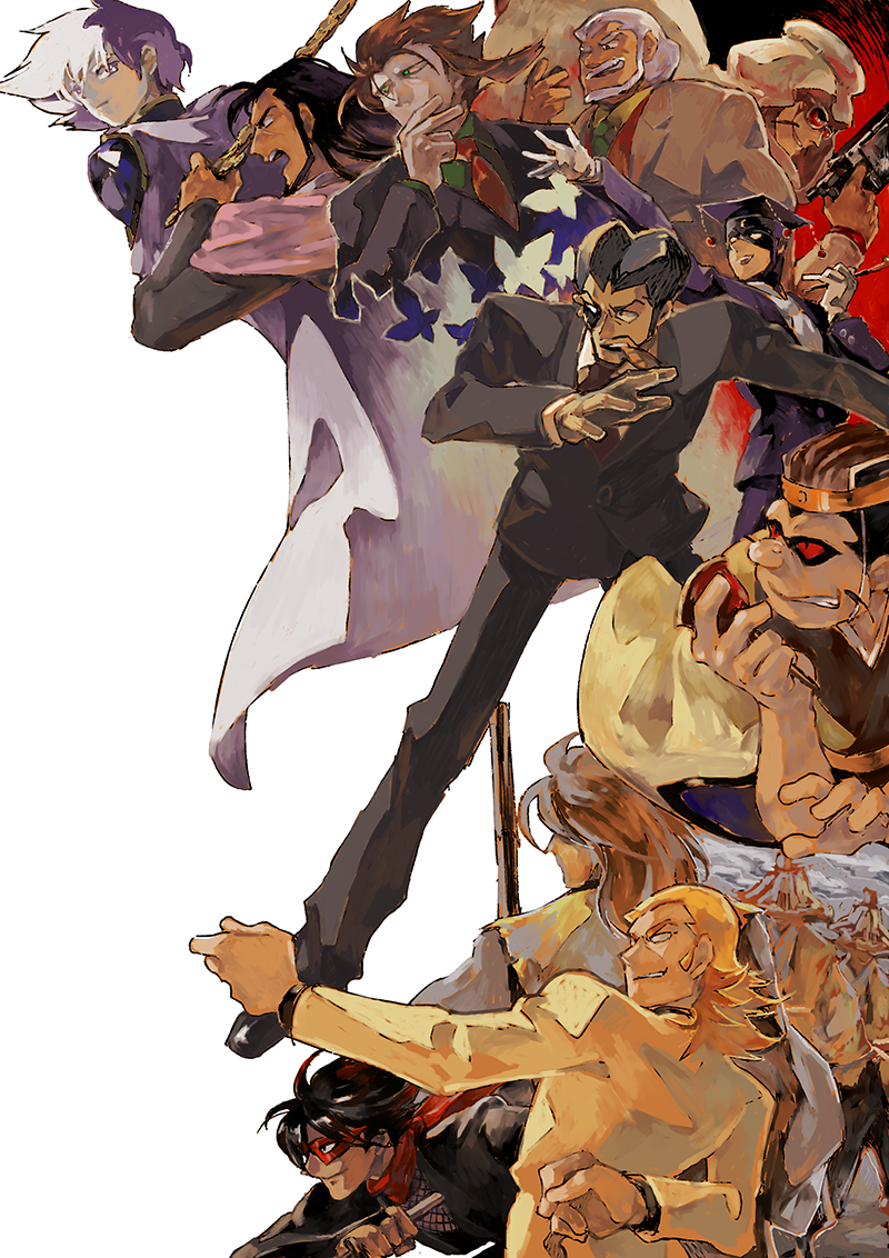 6+boys, beard, bell_of_life_juujouji, big_fire, black_hair, chinese_clothes, dazzling_cervantes, direct_descendant_doki