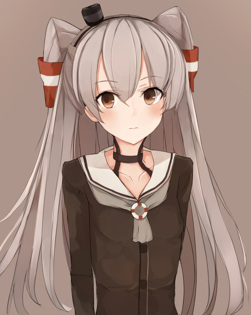 10s, 1girl, amatsukaze_(kancolle), brown_eyes, dress, female_focus, guanhian, hair_tubes