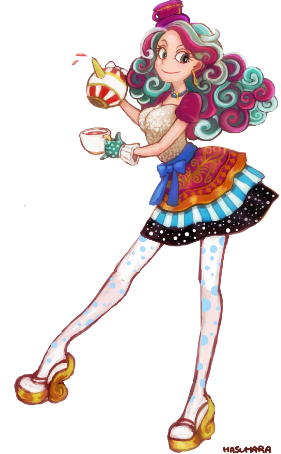 1girl, artist_request, earrings, ever_after_high, female_focus, green_eyes, hat, jewelry