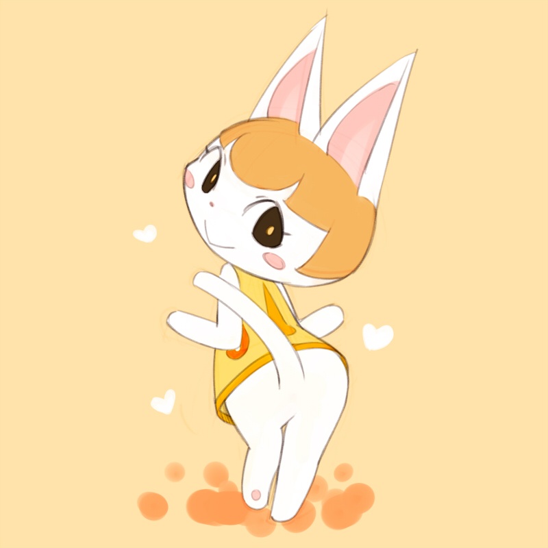 1girl, animal_crossing, ass, blush, bottomless, cat, felicity_(animal_crossing), female_focus, from_behind, furry, furry_female, looking_at_viewer, looking_back, md5_mismatch, mizuki_kotora, nintendo, simple_background, solo