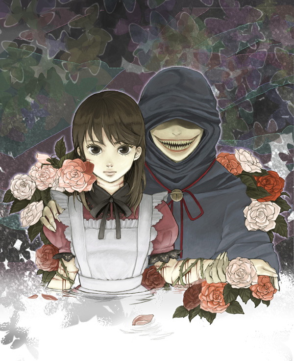 apron, flower, monster, rose, tagme, yugami_no_kuni_no_alice