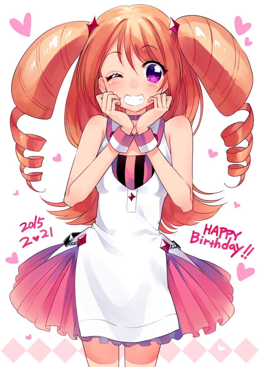 10s, 1girl, 2015, cardfight!!_vanguard, dated, drill_hair, female_focus, grin