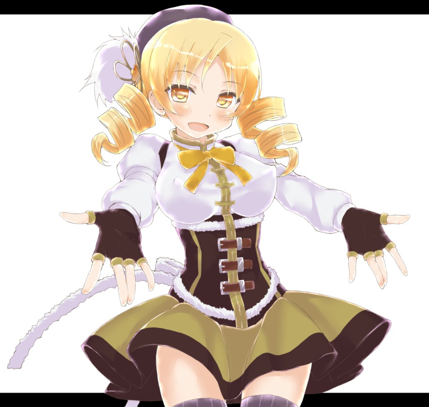 10s, :d, bad_id, bad_pixiv_id, blonde_hair, blush, breasts, buckle