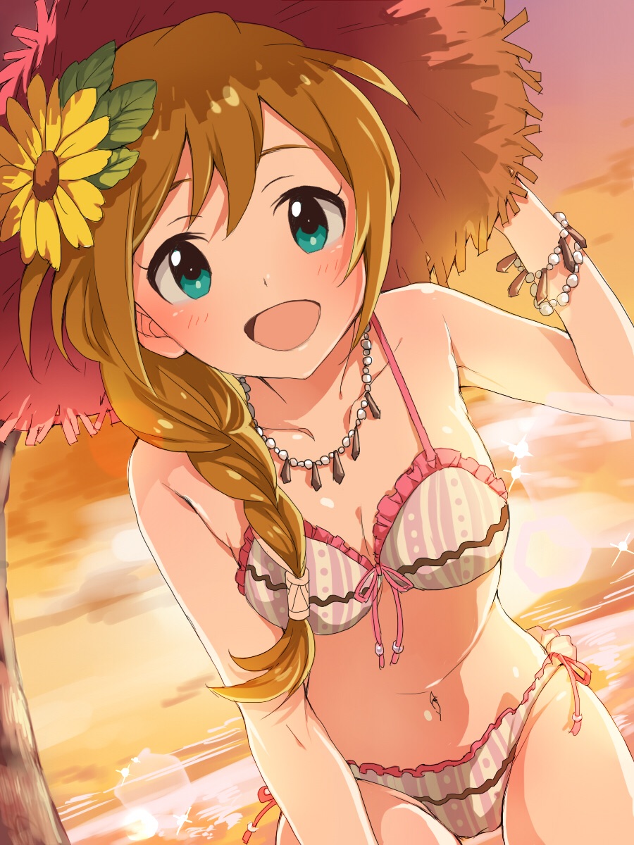 10s, 1girl, aqua_eyes, baba_konomi, bad_id, bad_pixiv_id, beach, bikini