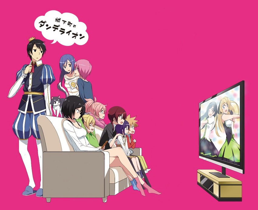 10s, 3boys, 6+girls, black_hair, blonde_hair, blue_hair, borscht, brother_and_sister