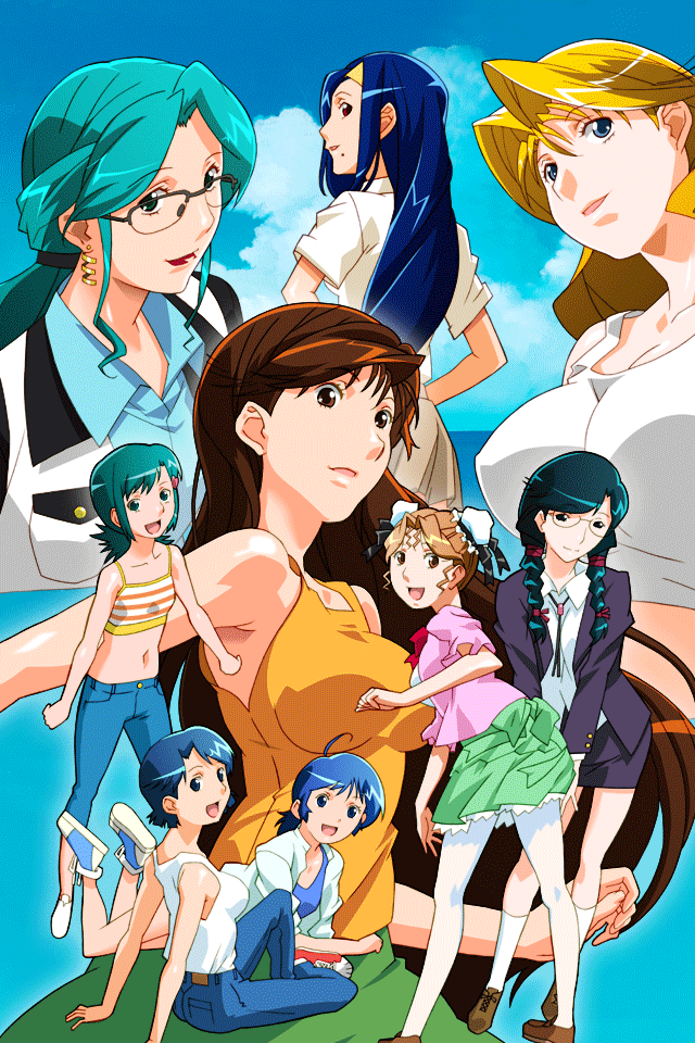 6+girls, asahina_natsuki, black_hair, blue_eyes, blue_hair, brown_eyes, brown_hair, christine_garland