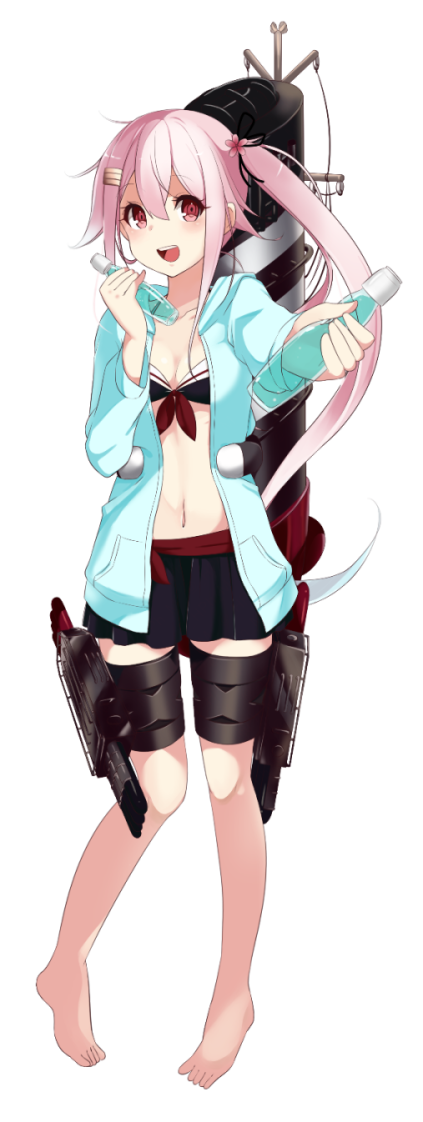 1girl, barefoot, bikini, bikini_skirt, bikini_under_clothes, female_focus, flower, full_body