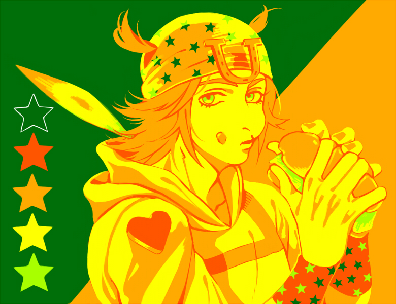 1boy, :t, eating, feathers, food, food_on_face, green_theme, hat