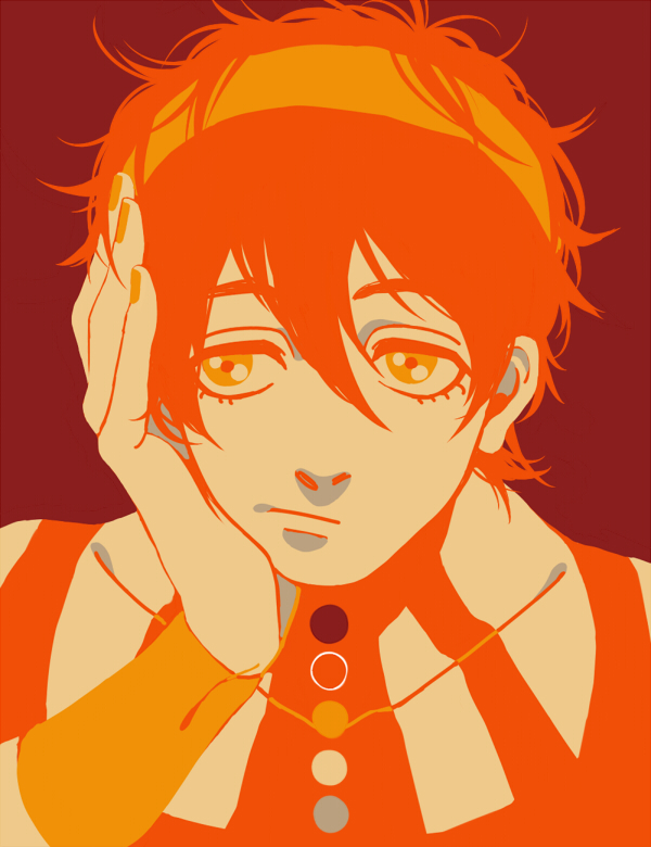 1boy, food, fruit, hand_on_own_face, headband, jirou_(satsuma0083), jojo_no_kimyou_na_bouken, limited_palette