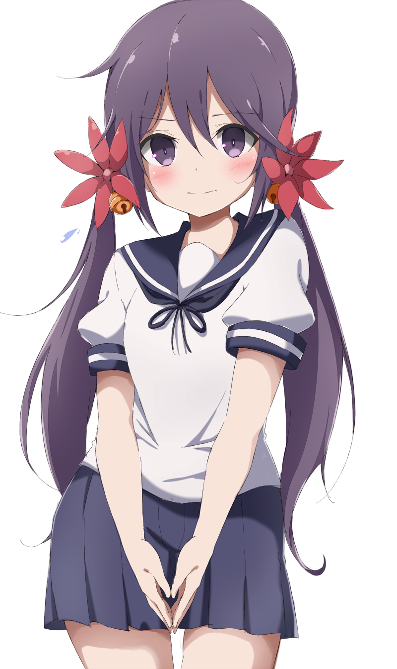 10s, 119, 1girl, akebono_(kancolle), alternate_hairstyle, bell, blush, female_focus