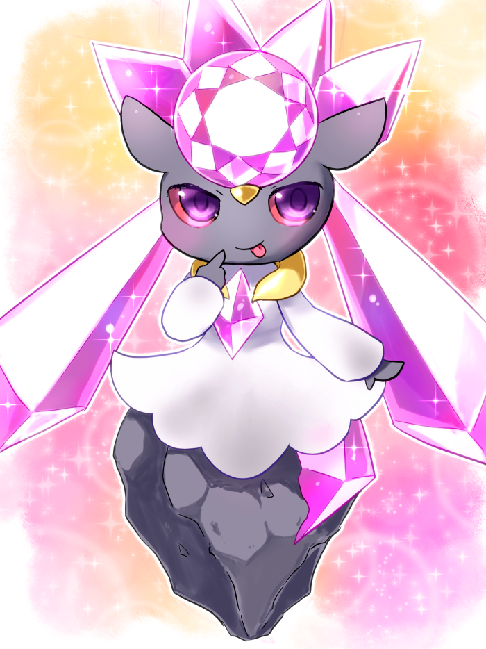 diancie, gen_6_pokemon, gradient_background, kemoribon, legendary_pokemon, looking_at_viewer, mythical_pokemon, nintendo