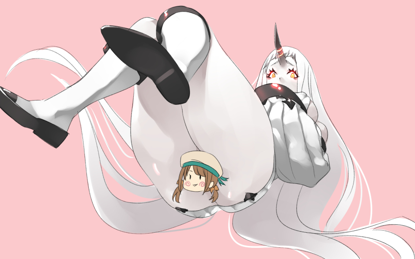 10s, 1girl, absurdly_long_hair, abyssal_ship, ass, censored, character_censor, colored_skin
