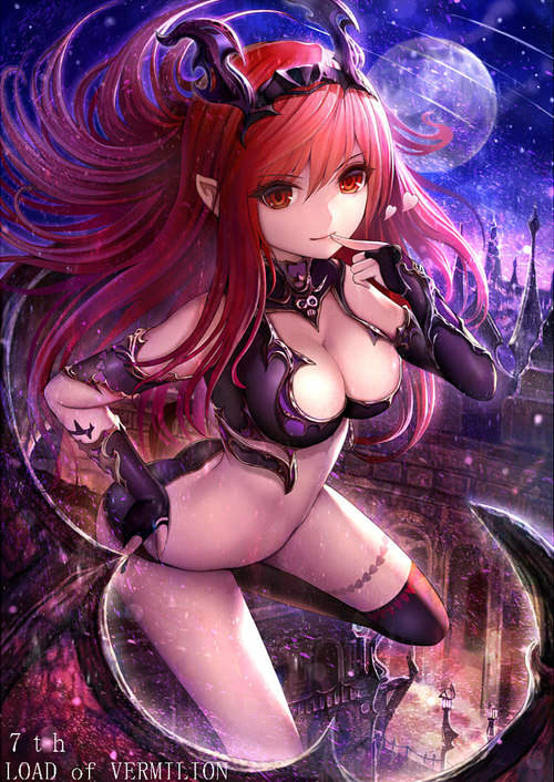 1girl, armlet, black_gloves, breasts, bridal_gauntlets, female_focus, finger_to_mouth, floating_hair