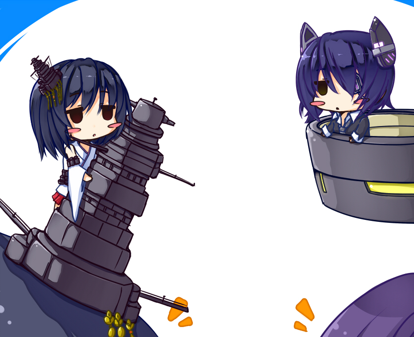 10s, 4girls, blazer, blush_stickers, chibi, deformed, detached_sleeves, eyepatch