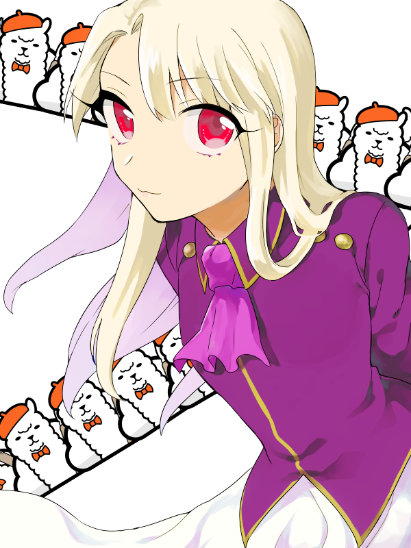1girl, 5spra, alpaca, blush, fate/stay_night, fate_(series), female_focus, illyasviel_von_einzbern