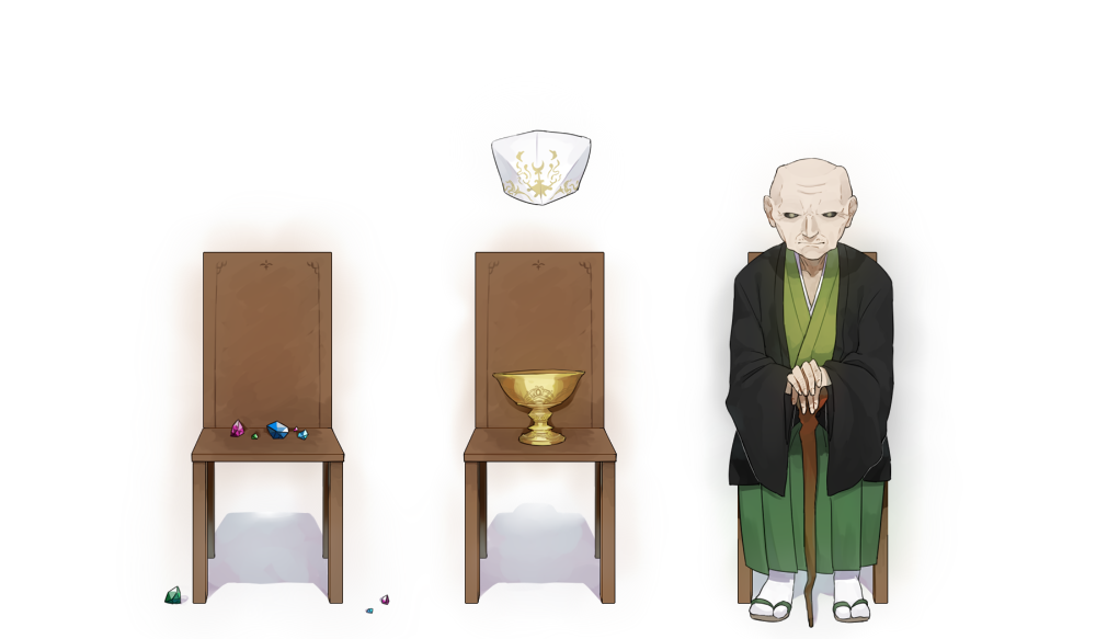 1boy, 5spra, chair, chalice, cup, fate/stay_night, fate_(series), gem