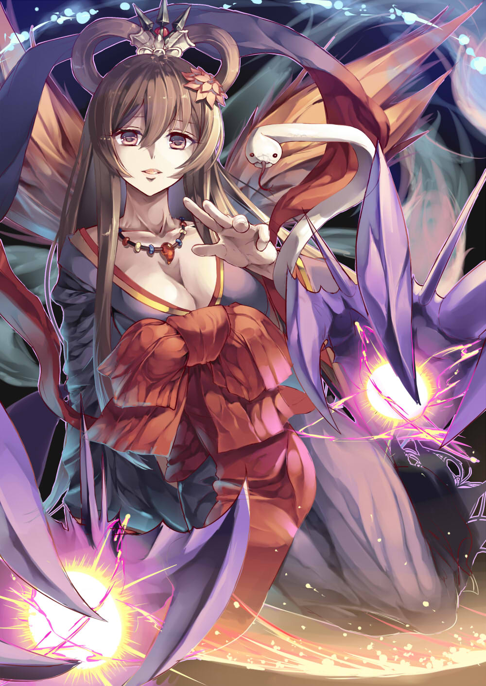 1girl, bad_id, bad_pixiv_id, black_hair, breasts, cleavage, collarbone, female_focus