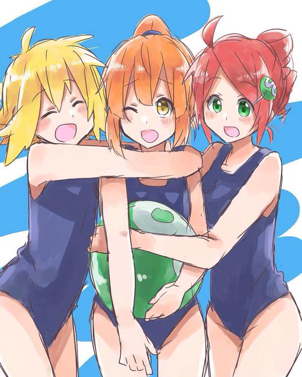 3girls, amitie_(puyopuyo), andou_ringo, arle_nadja, blonde_hair, blush, brown_hair, closed_eyes