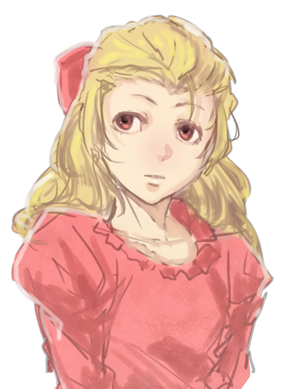 1girl, avvo_(ekireikirei), baccano!, blonde_hair, dress, eve_genoard, female_focus, pink_dress