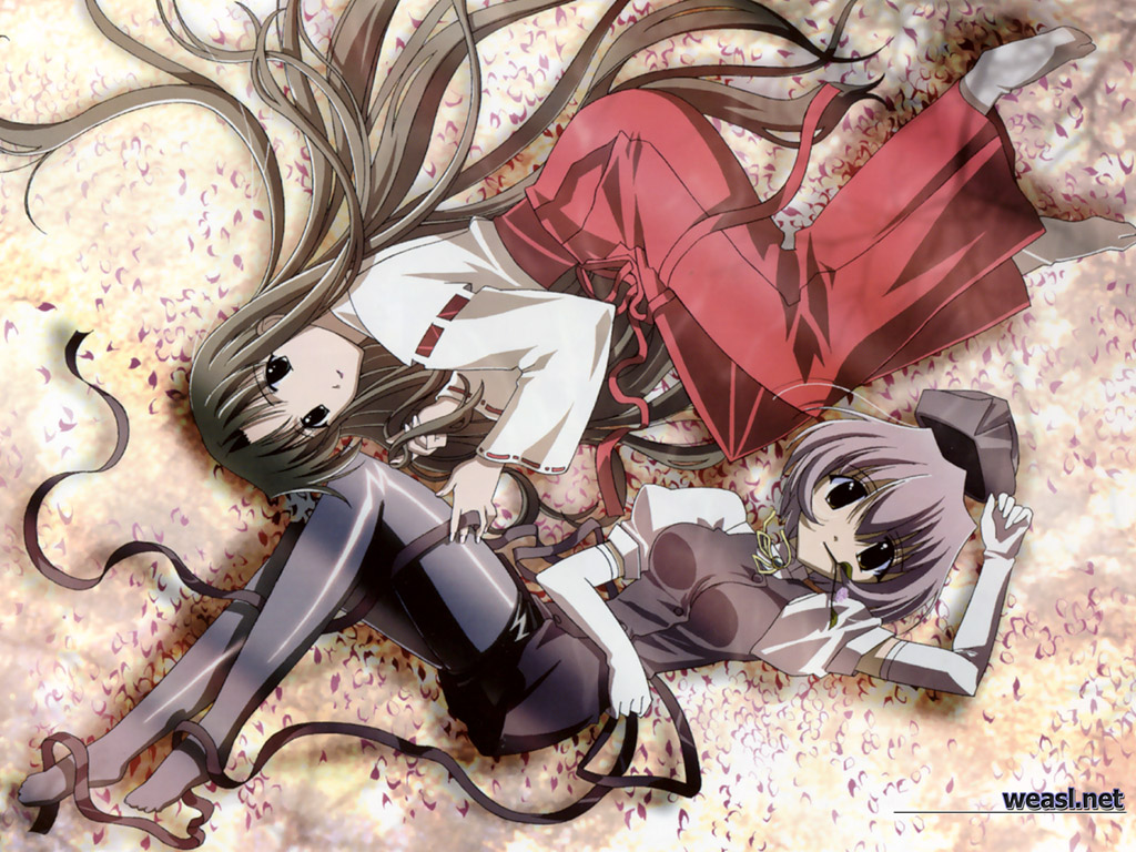 00s, 2girls, feet, grey_legwear, happy_lesson, japanese_clothes, legs, long_hair