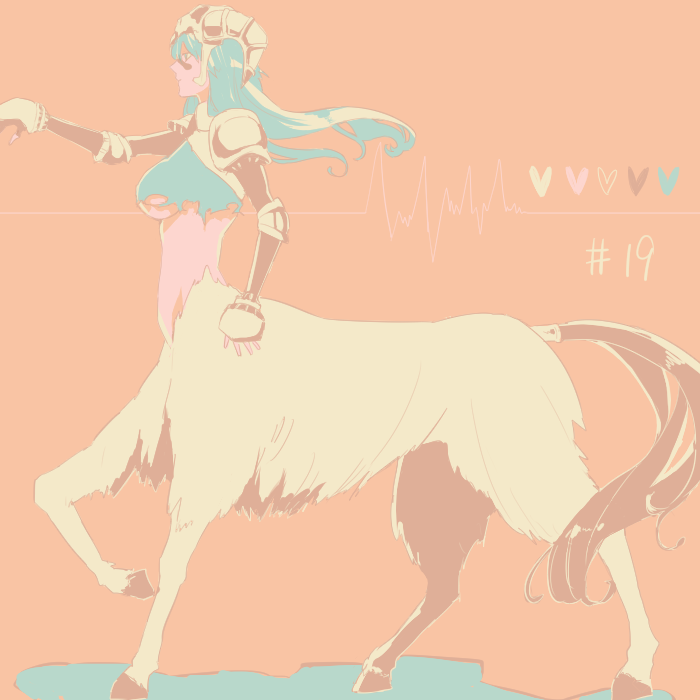 1girl, agatsumaattsu, bleach, breasts, centaur, fake_horns, female_focus, green_hair