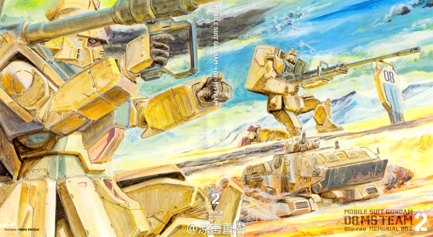 artist_name, blu-ray_cover, copyright_name, cover, ground_gundam, gun, gundam, gundam_08th_ms_team