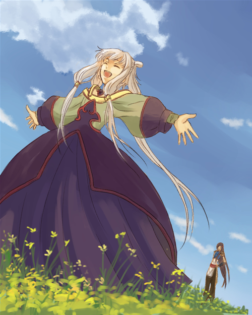 00s, 1boy, 1girl, chinese_clothes, cloud, code_geass, day, dress