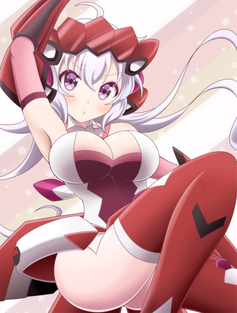 10s, 1girl, ahoge, arm_up, armor, armpits, ass, bare_shoulders