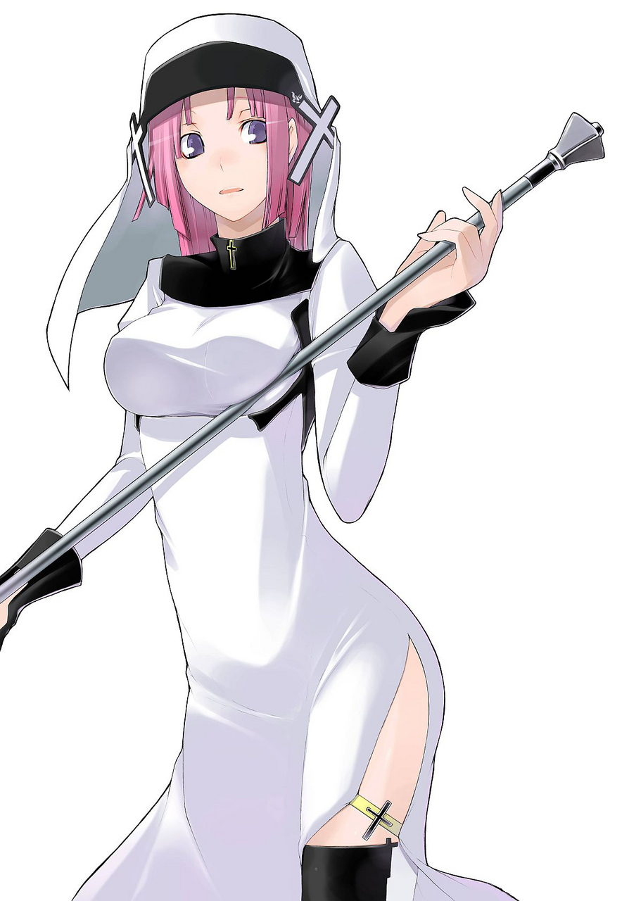 1girl, blue_eyes, breasts, caladrius, cross, female_focus, habit, highres