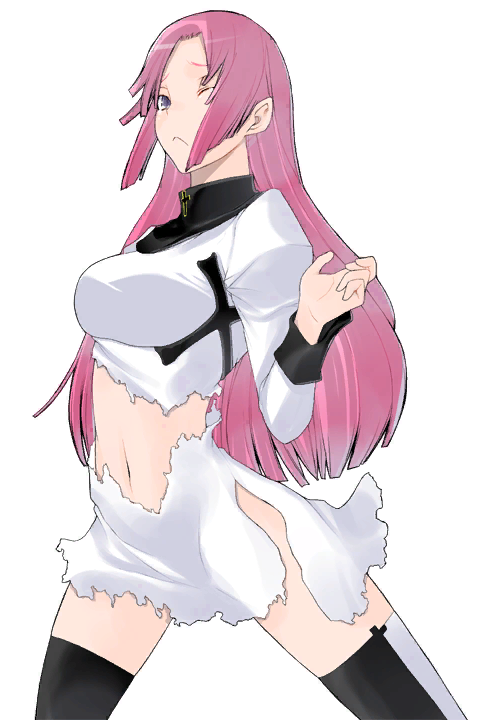 1girl, blue_eyes, breasts, caladrius, cross, female_focus, long_hair, maria_therese_bloomfield