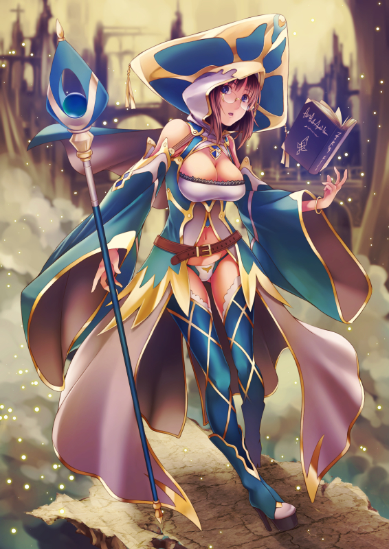 1girl, bangle, bare_shoulders, belt, blue_eyes, blue_thighhighs, book, bracelet