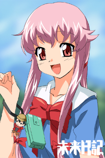1girl, female_focus, gasai_yuno, long_hair, mirai_nikki, pink_hair, red_eyes, school_uniform