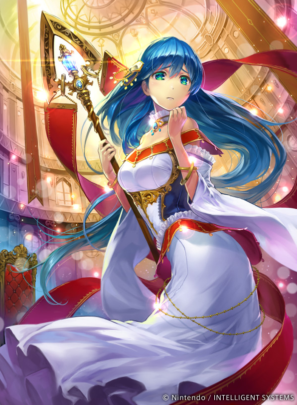1girl, aqua_eyes, bare_shoulders, blue_eyes, blue_hair, bracelet, detached_sleeves, dress