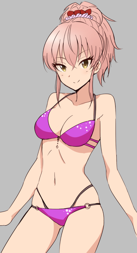 10s, 1girl, bad_id, bad_pixiv_id, bikini, breasts, cleavage, female_focus