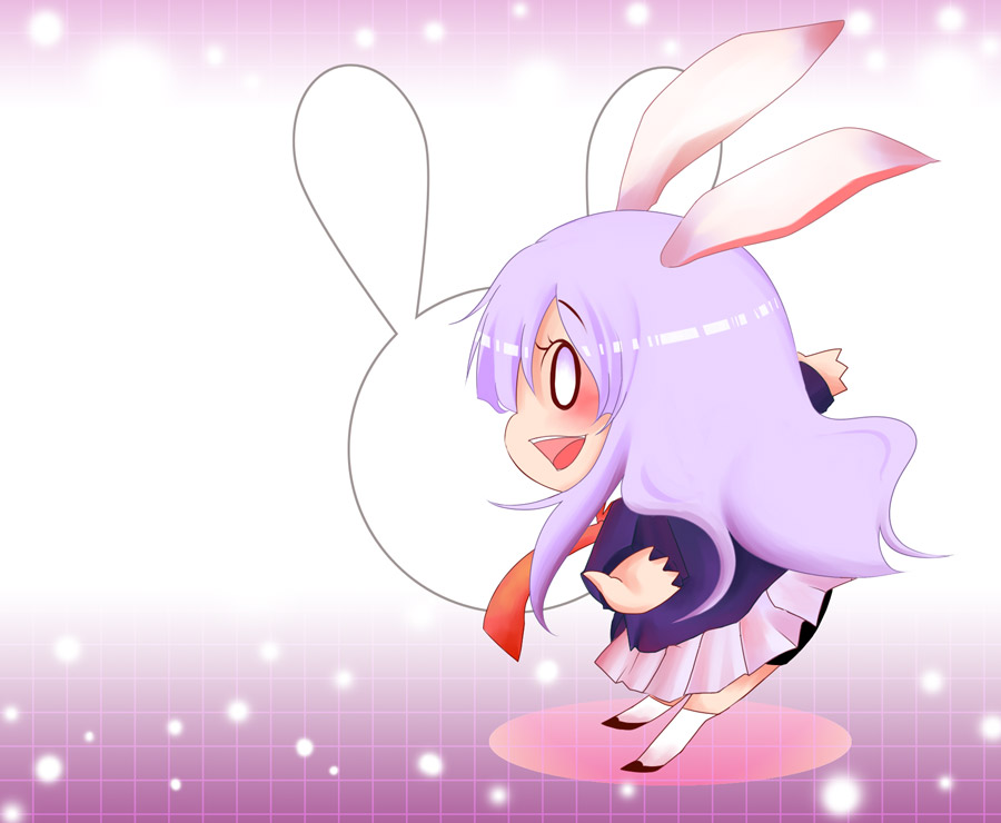 1girl, animal_ears, bad_id, bad_pixiv_id, chibi, female_focus, necktie, purple_hair