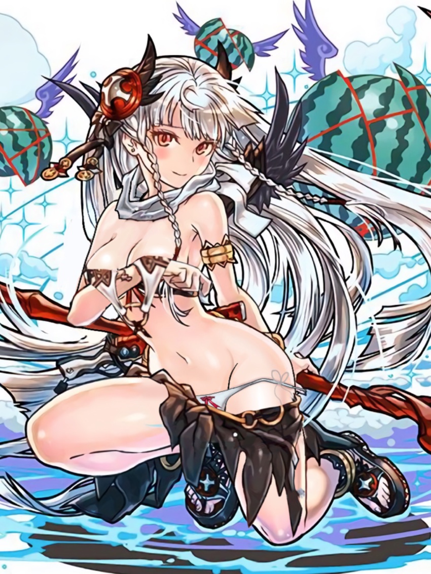 1girl, absurdres, bad_id, bad_pixiv_id, black_valkyrie_(p&amp;d), bow, bow_panties, braid