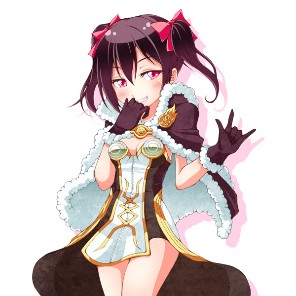 10s, 1girl, black_hair, cape, female_focus, gloves, grin, high_wizard_(ragnarok_online)