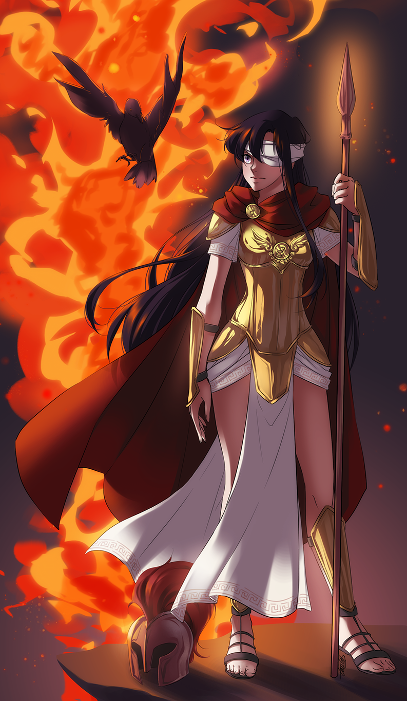 1girl, arm_guards, armor, bandage_over_one_eye, bird, bishoujo_senshi_sailor_moon, black_hair, brown_eyes