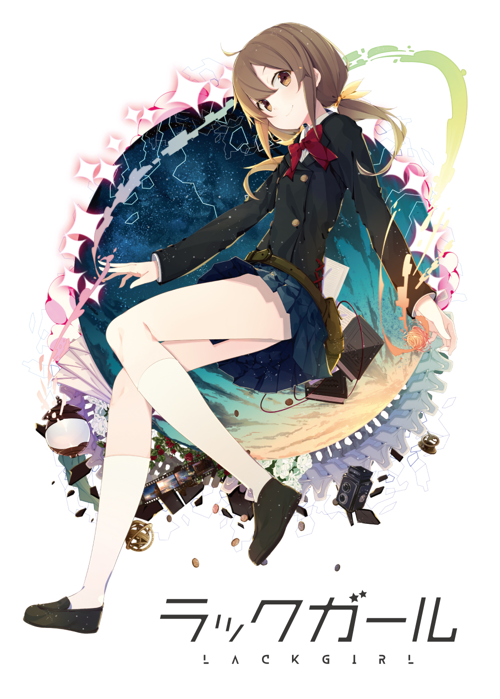 1girl, benio_(dontsugel), blazer, blush, brown_eyes, brown_hair, copyright_name, female_focus